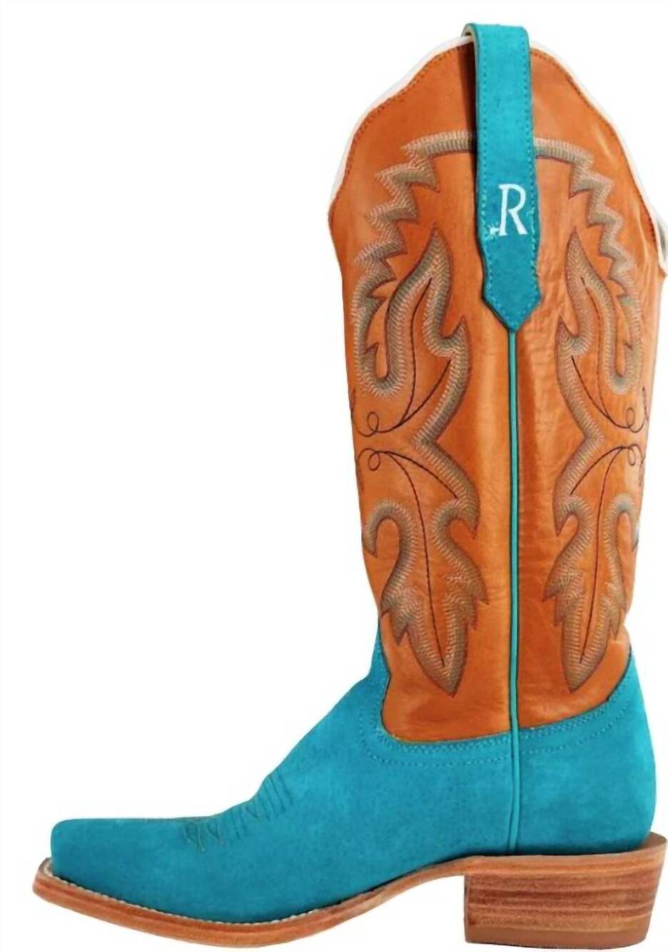 NEW R WATSON BOOTS women's boar boot in turquoise/blue/ brown
